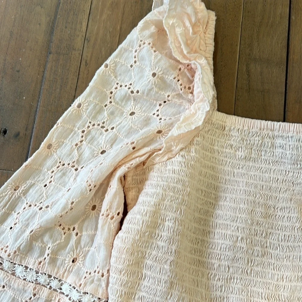 River island peach lace crop top and skirt set